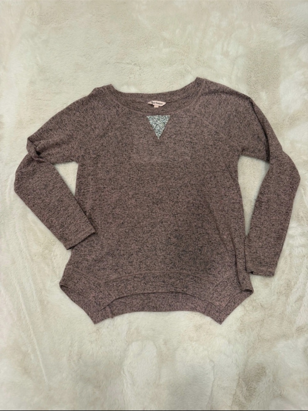 Juicy Couture Heathered Mauve Scoop Neck Pullover
